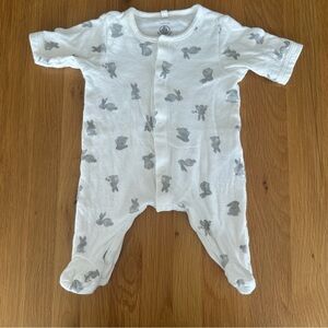 Petit Bateau Gray and White Elephant Print Footies